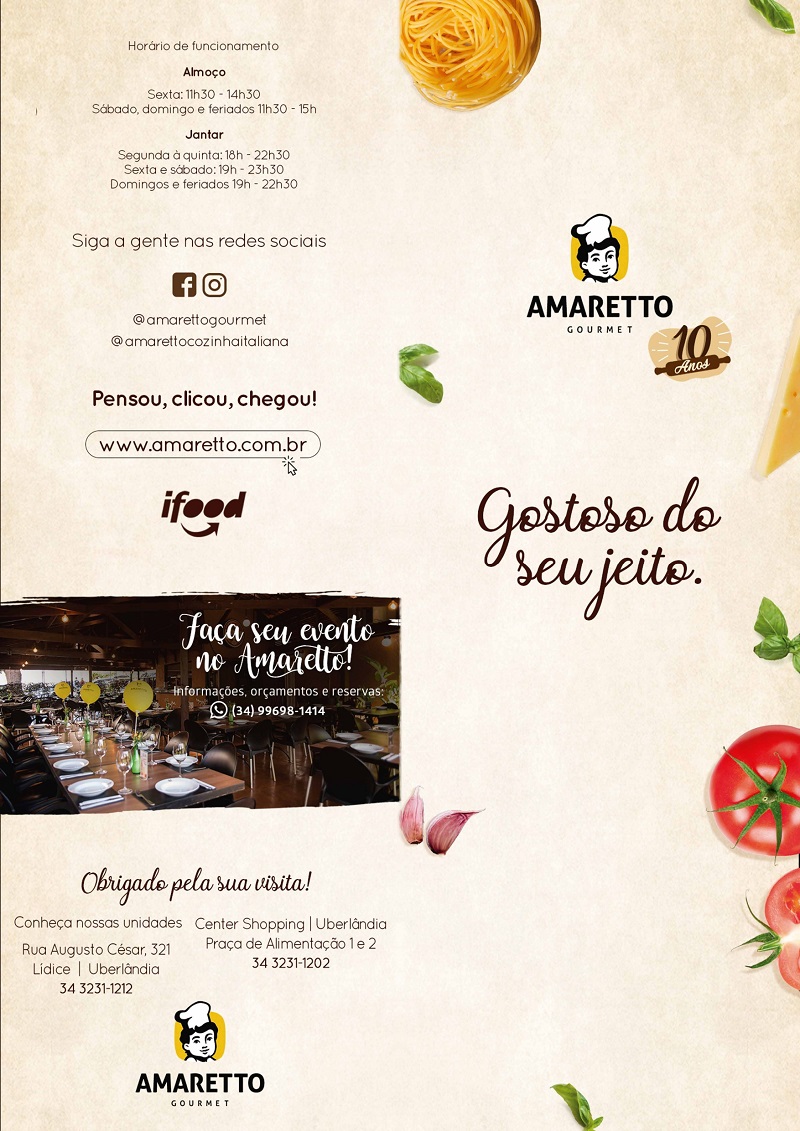 cardapio amaretto uberlandia